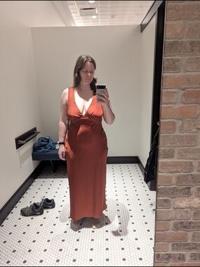 Dry Goods Rust Orange Satin Maxi Dress - XL